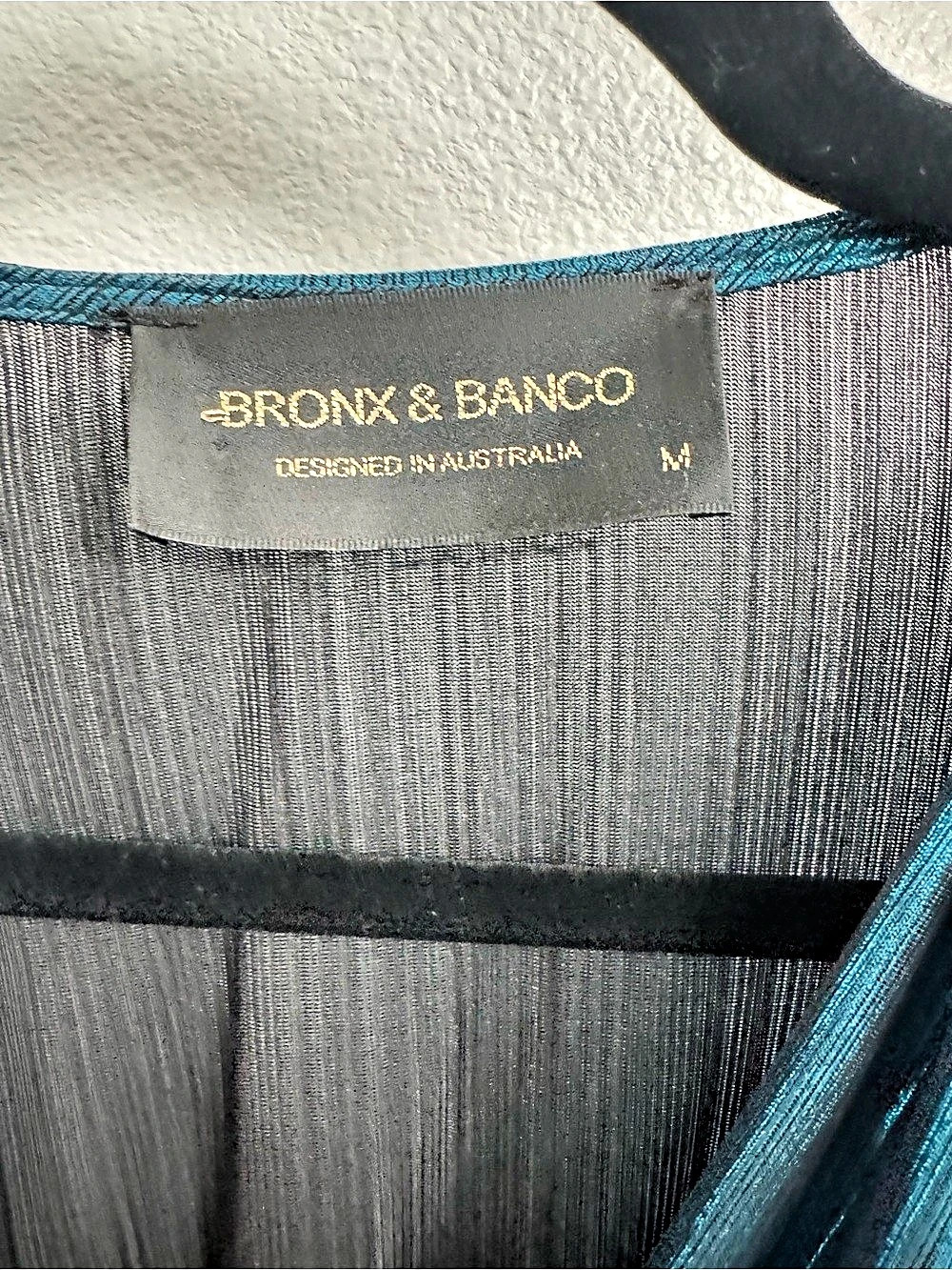 BRONX & BANCO Metallic Ruffle Mini Dress in Blue Size Medium Like New - Picture 3 of 5